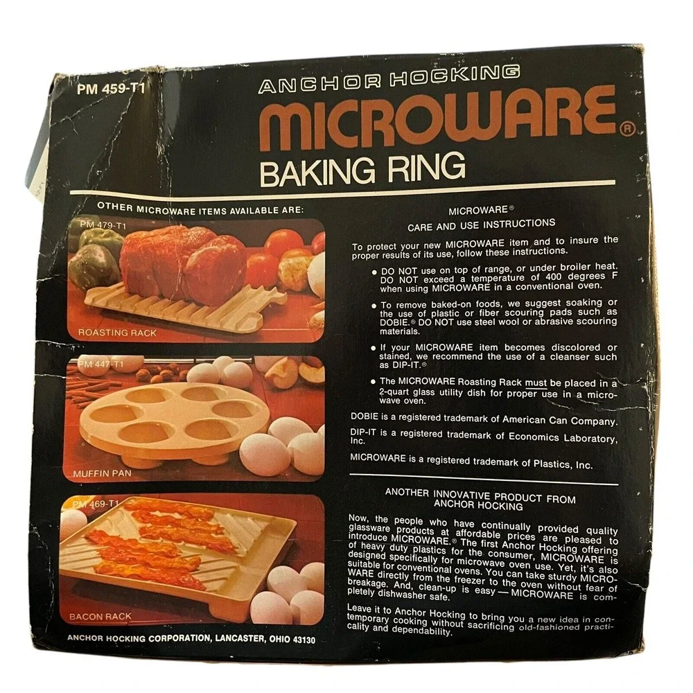 Vintage Anchor Hocking Microware Baking‎ Ring 2.5 Qt PM 459-T1 Retro Kitchen